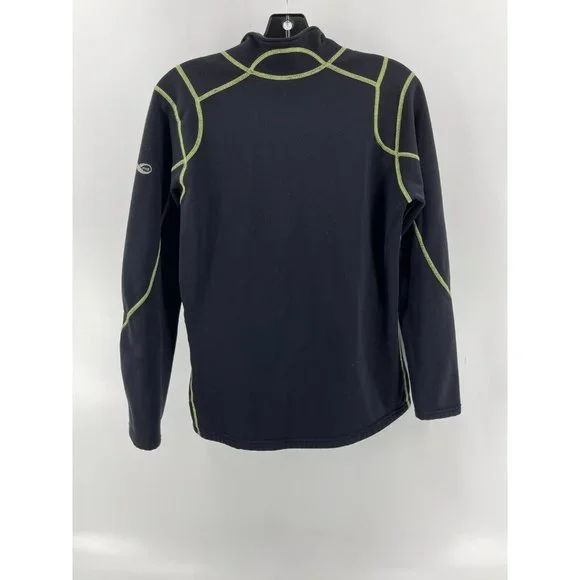 REI Women's Black Neon Green Stitching 1/4 Zip Stretch Fleece Sweatshirt Size L - Picture 6 of 15